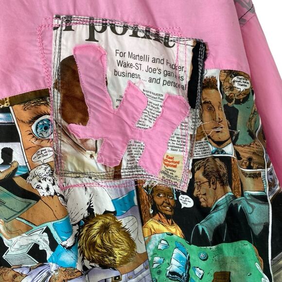 Johnny Handsome Comic Pink Graphic Men's Shirt Embellished Size XL Snap Button - Picture 7 of 11
